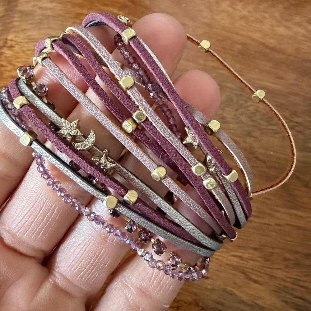 Lonna & Lilly Multi-Strand Purple & Silver Wrap Bracelet with Gold Accents